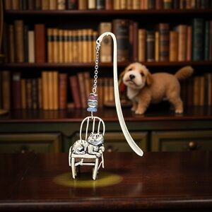 Handmade Silver Charm Bookmark with Colorful Beads